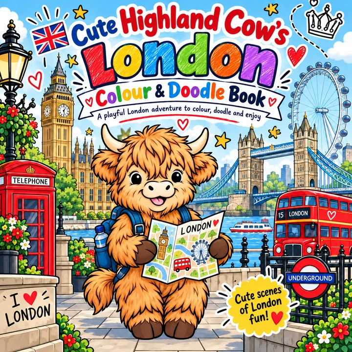 Cute Highland Cow’s London Adventure — original front cover